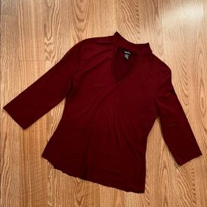 Boutique 3/4 sleeve Deep V neck blouse
